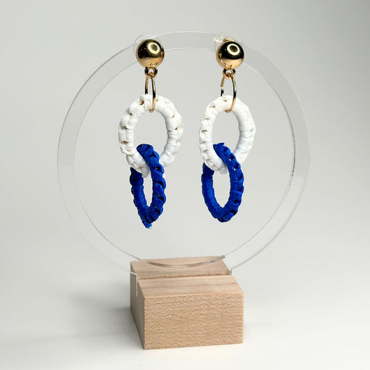 Blue & White Oval Earrings