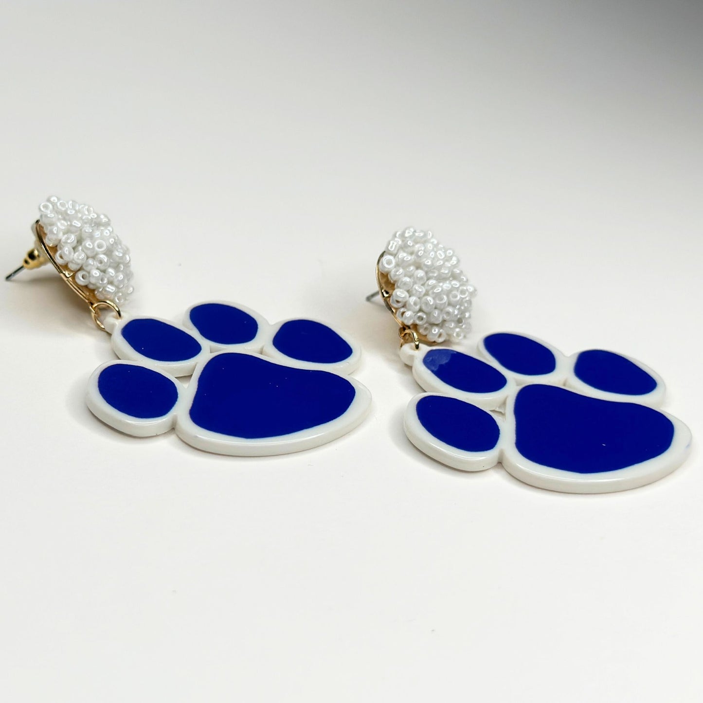 Acrylic Tiger Paw & Pompom Earrings