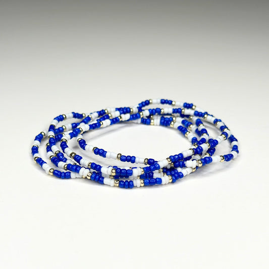 Blue & White Beaded Bracelet Set