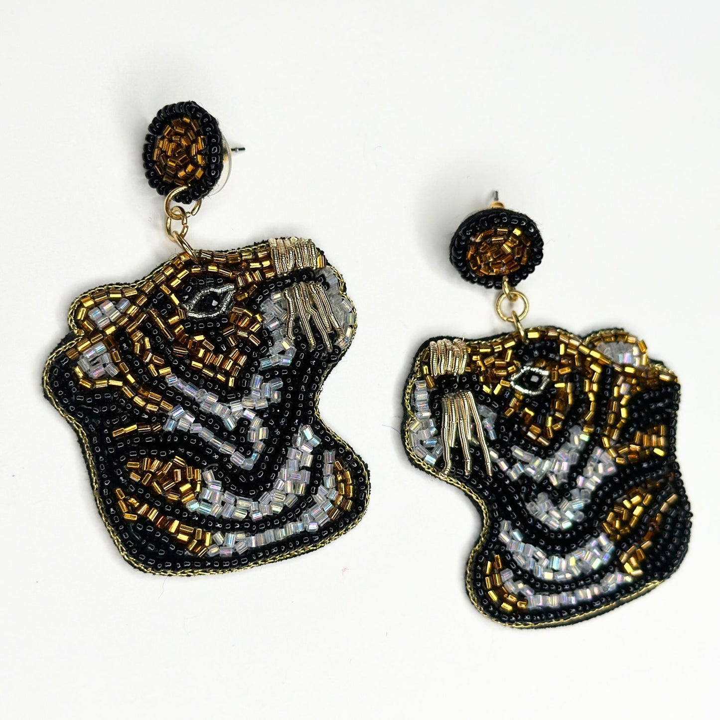 Beaded Tiger Face Earrings