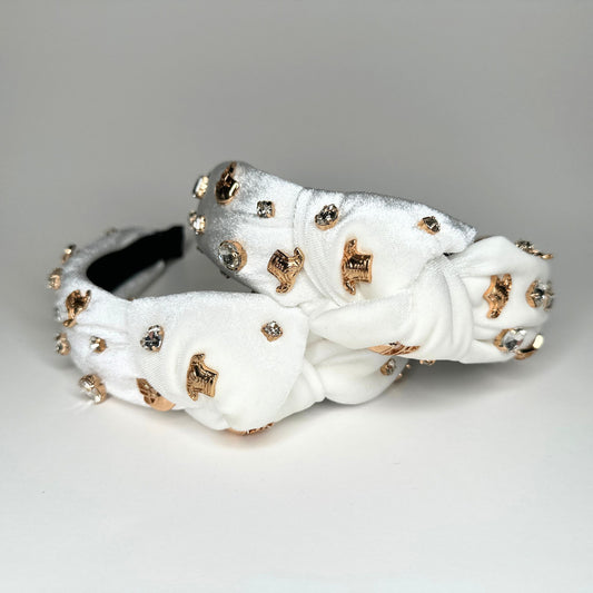 Bejeweled White Velvet Headband