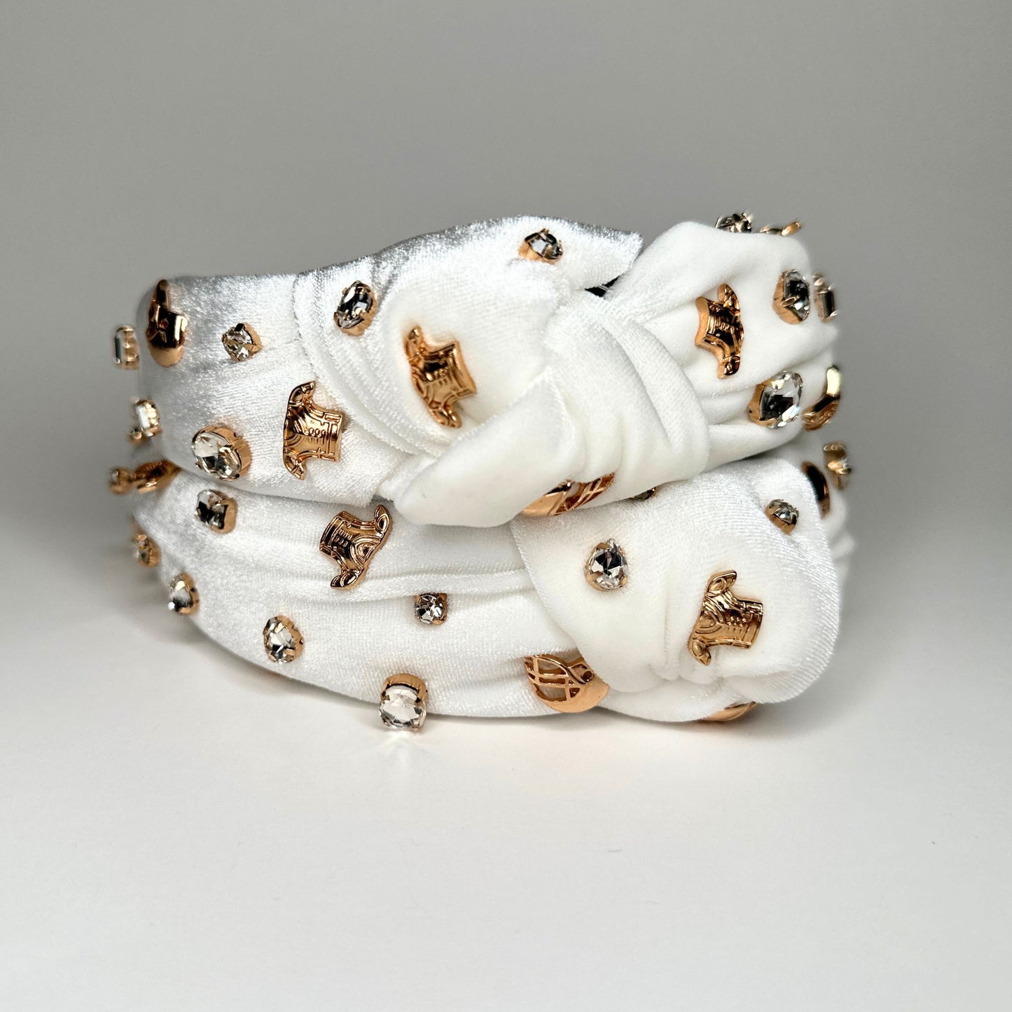 Bejeweled White Velvet Headband