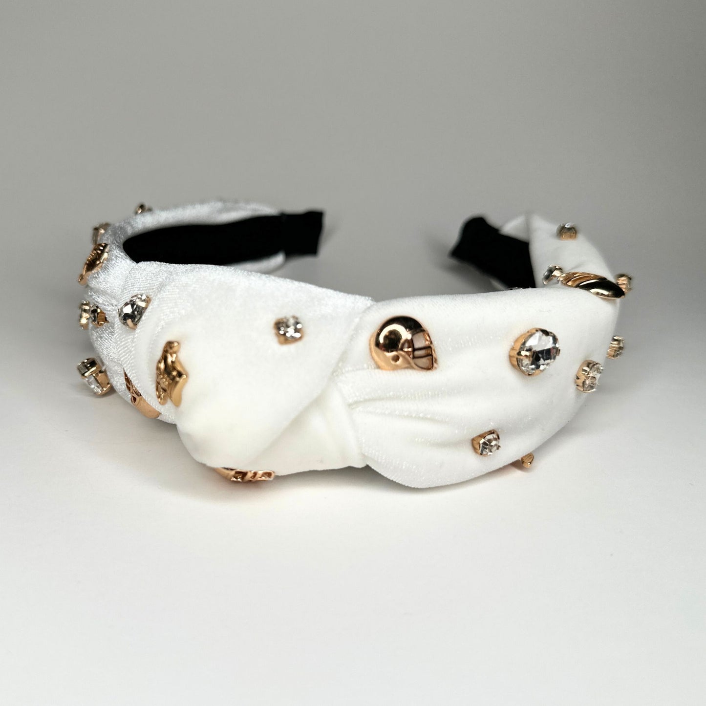 Bejeweled White Velvet Headband