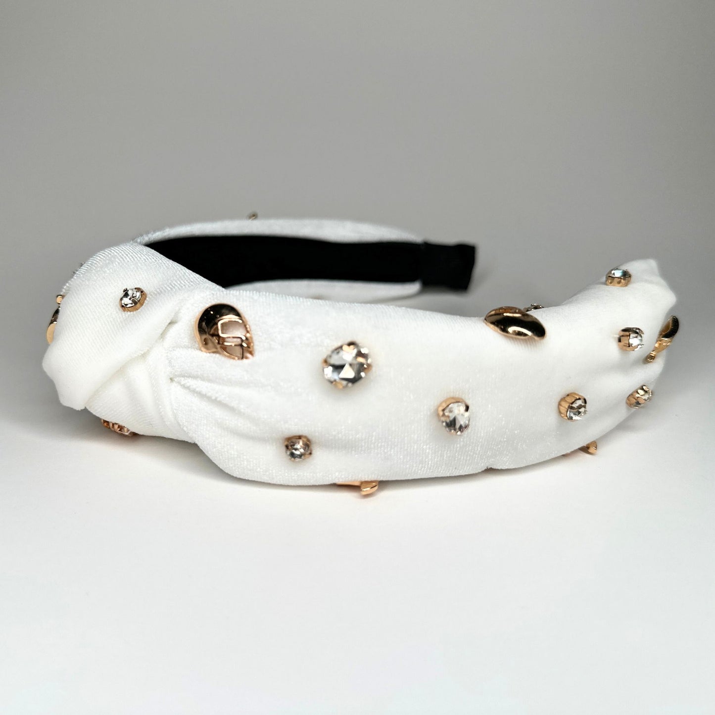 Bejeweled White Velvet Headband