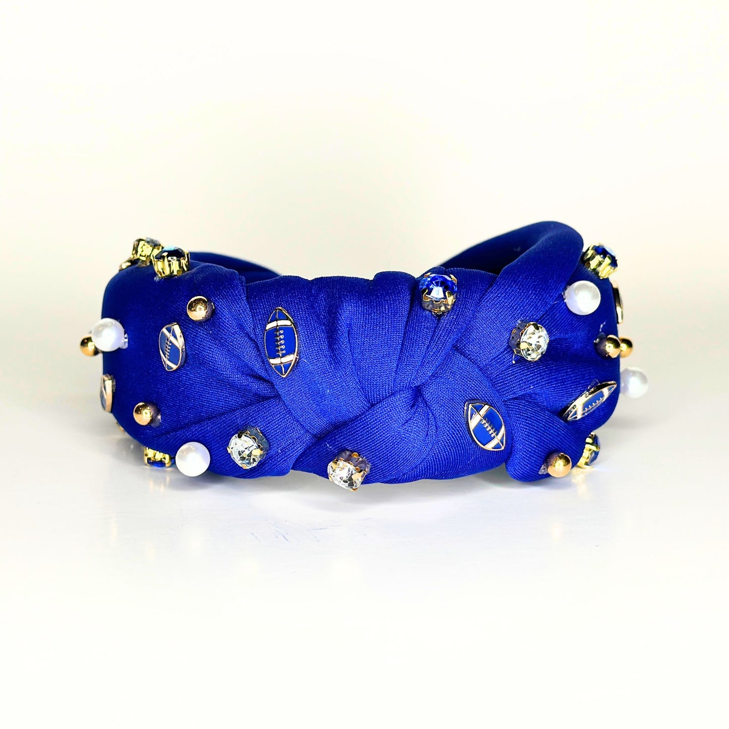 Football & Sparkles Blue Beaded Headband