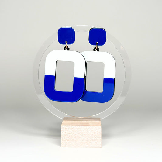 Blue & White Acrylic Earrings