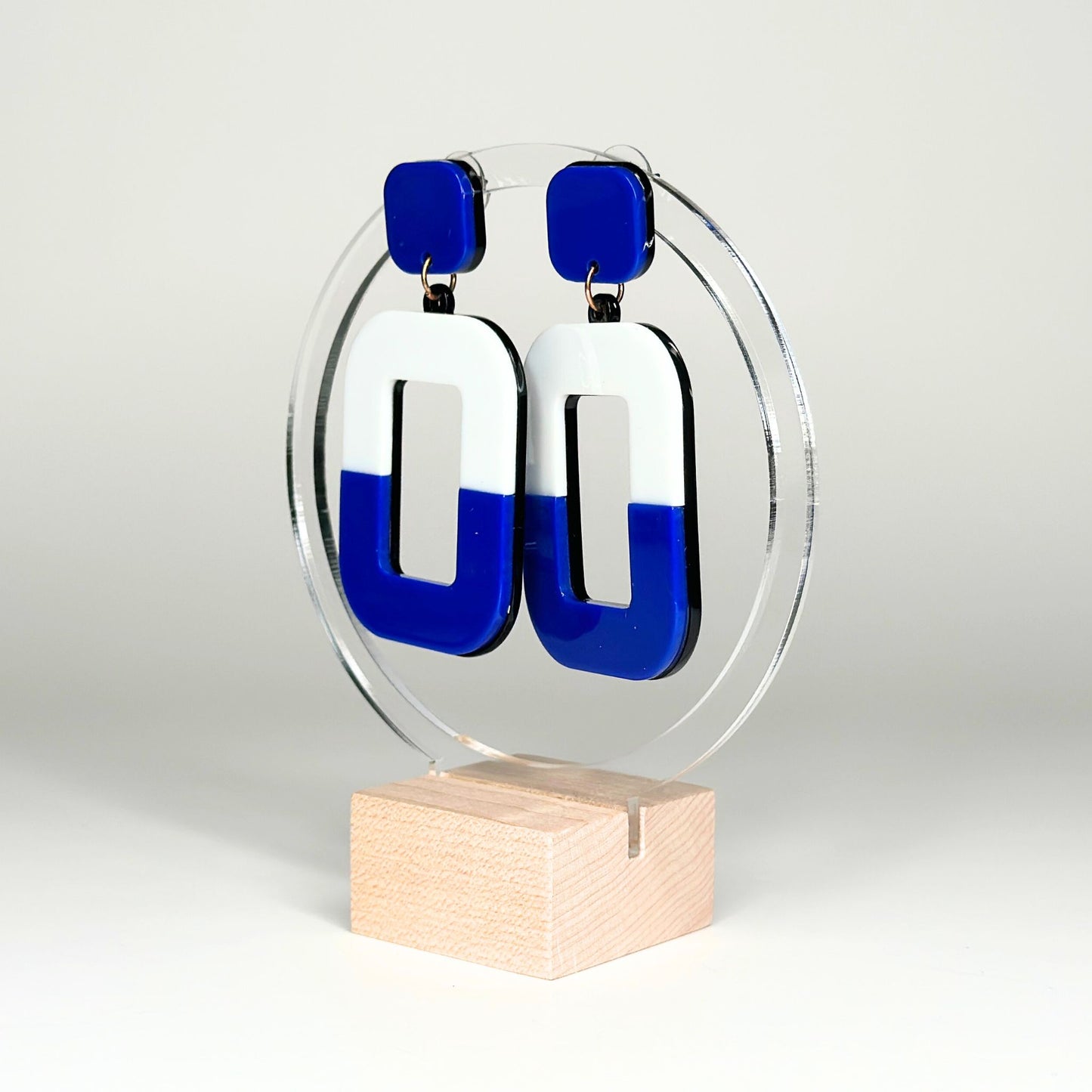 Blue & White Acrylic Earrings