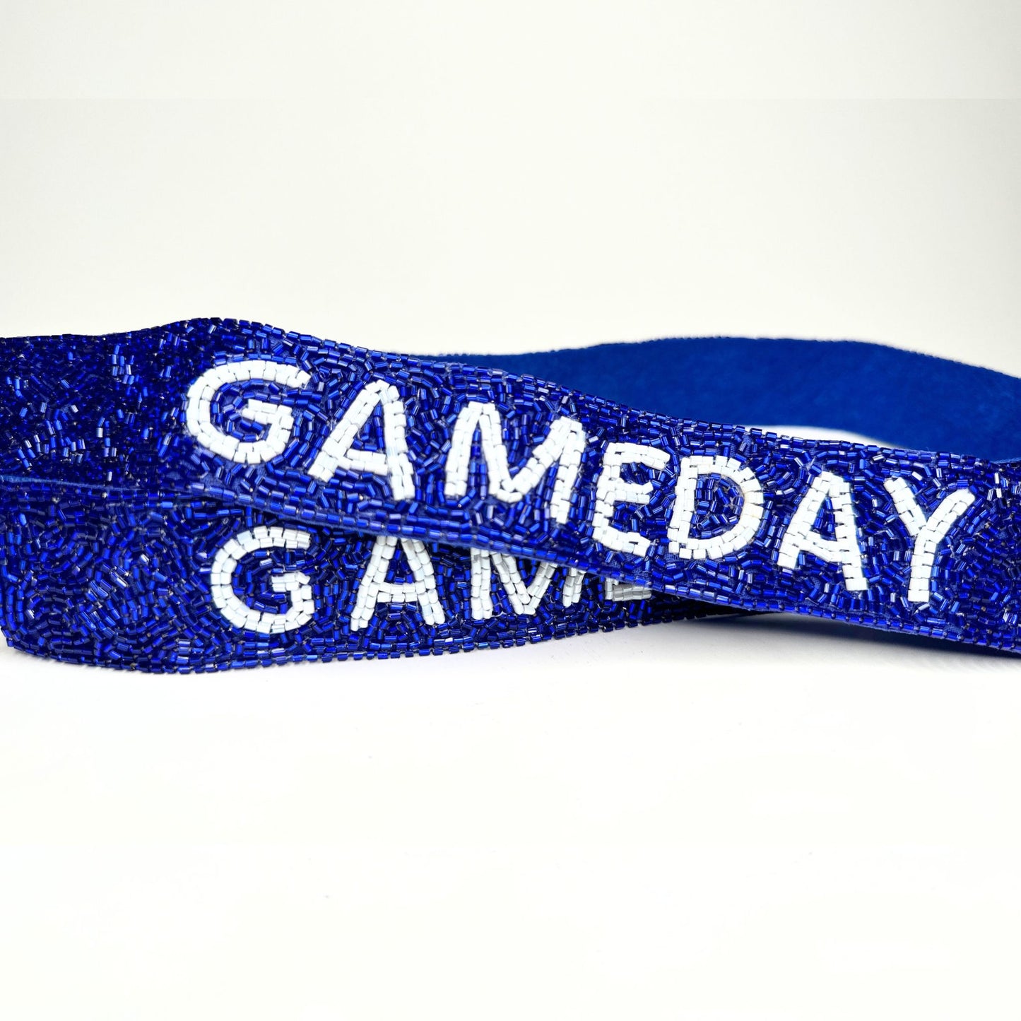 Blue & White Beaded GAMEDAY Bag Strap