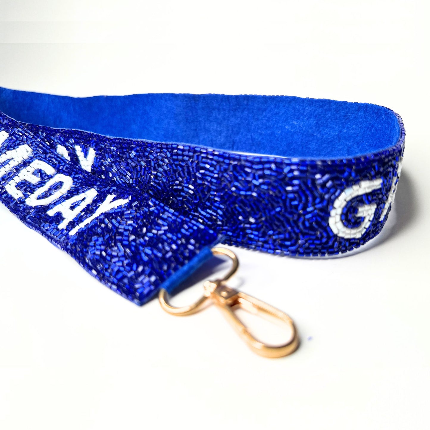 Blue & White Beaded GAMEDAY Bag Strap