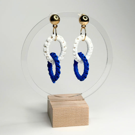 Blue & White Oval Earrings