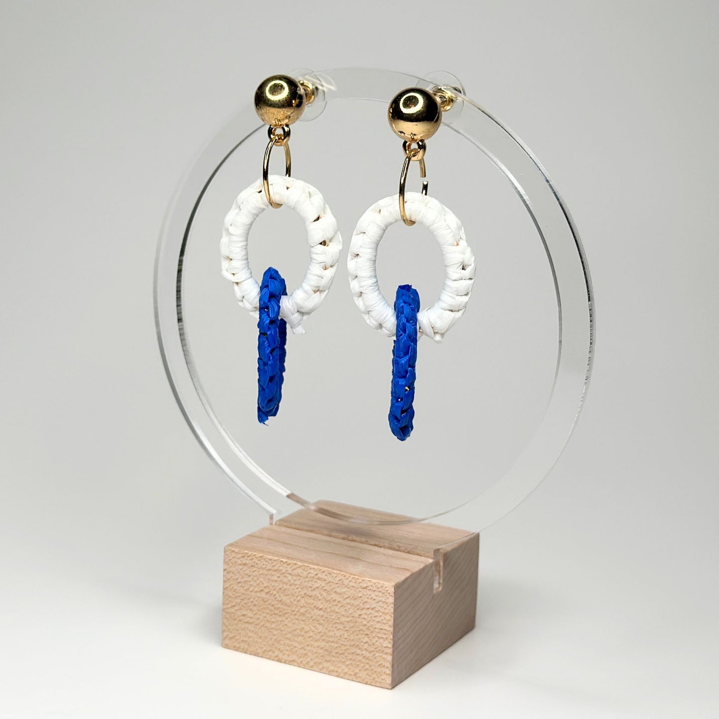 Blue & White Oval Earrings