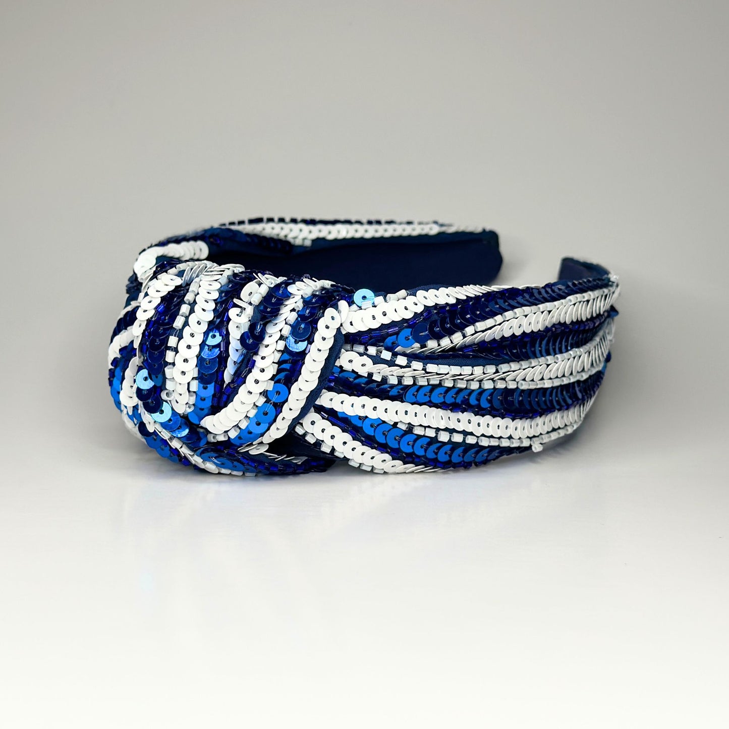 Blue & White Sequin Headband