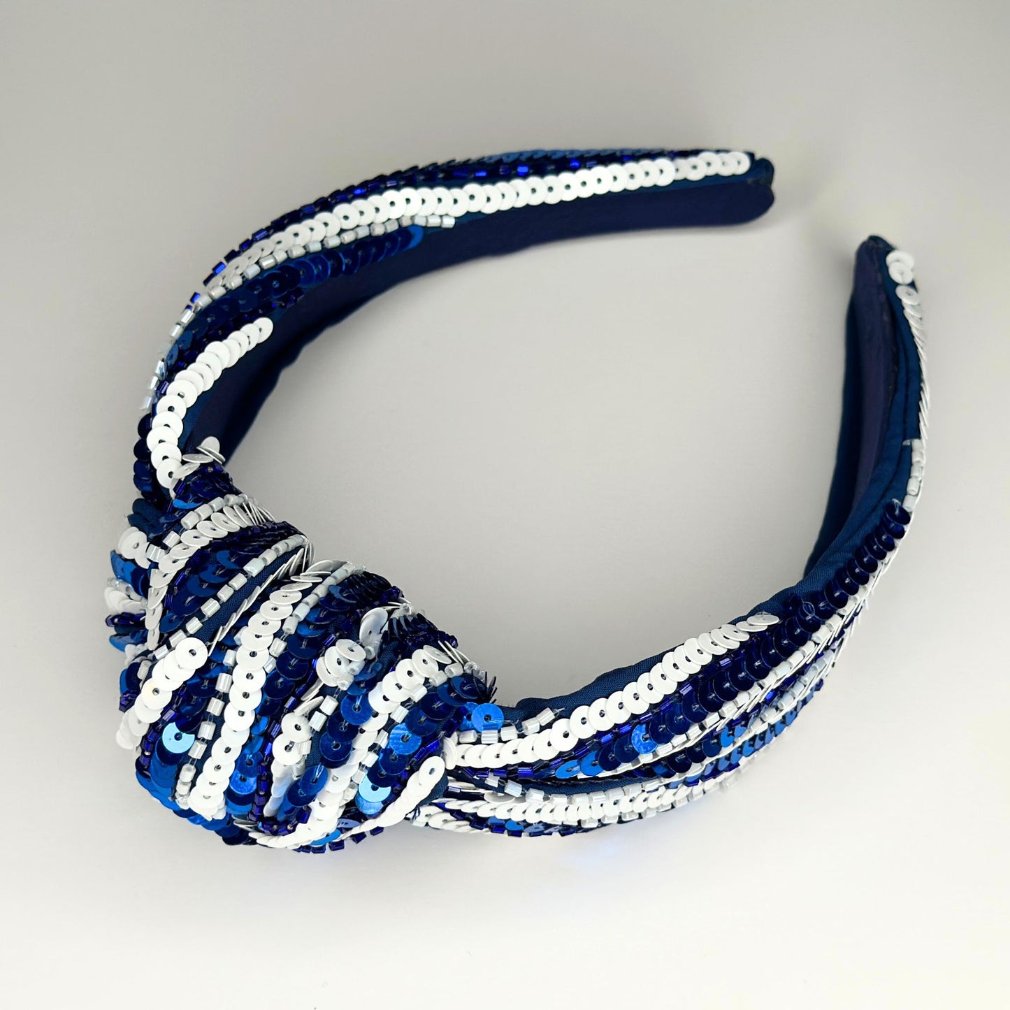 Blue & White Sequin Headband