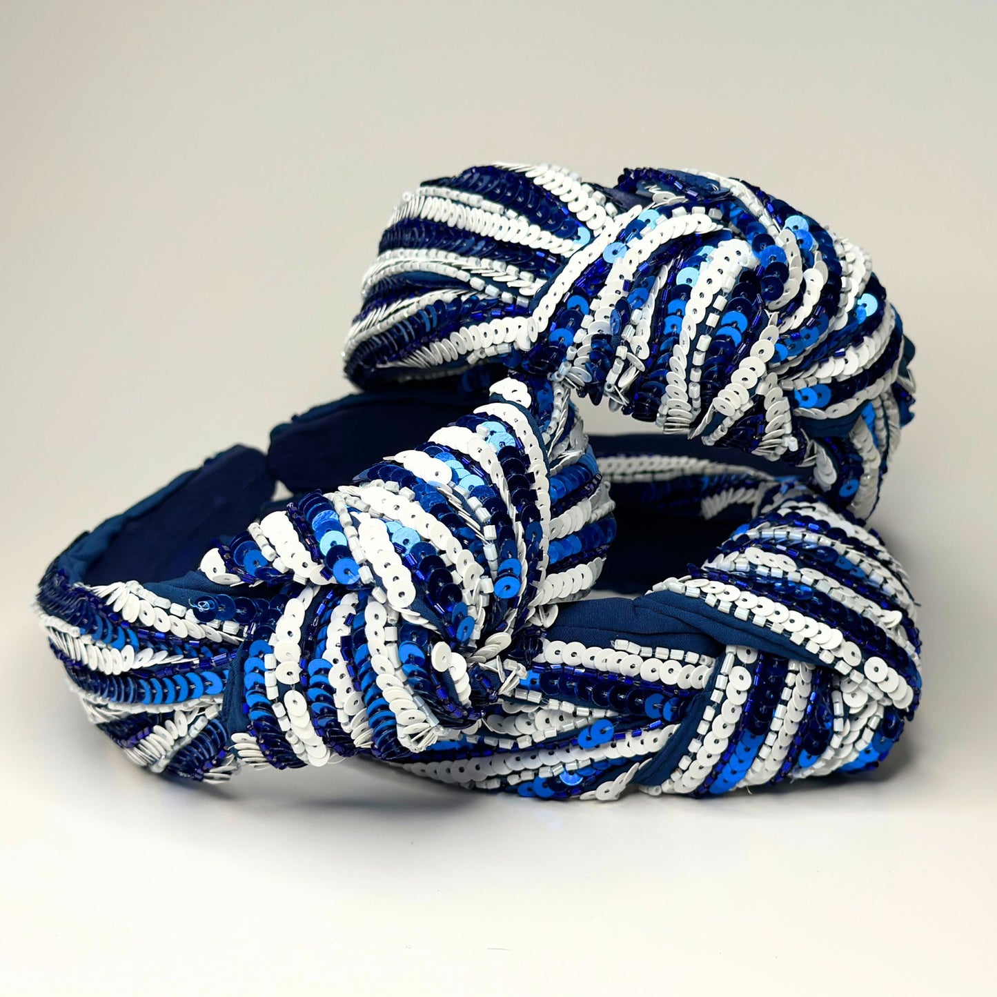 Blue & White Sequin Headband