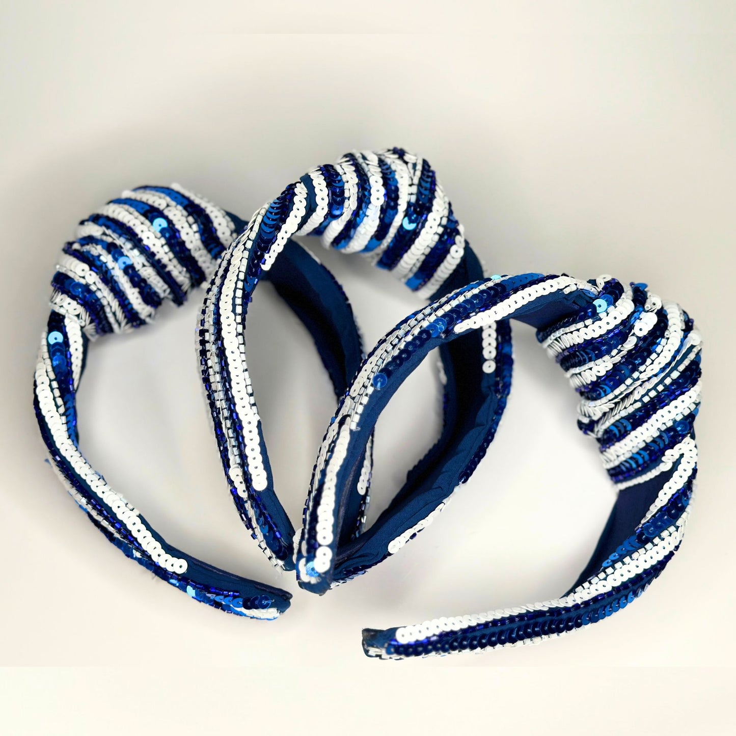 Blue & White Sequin Headband