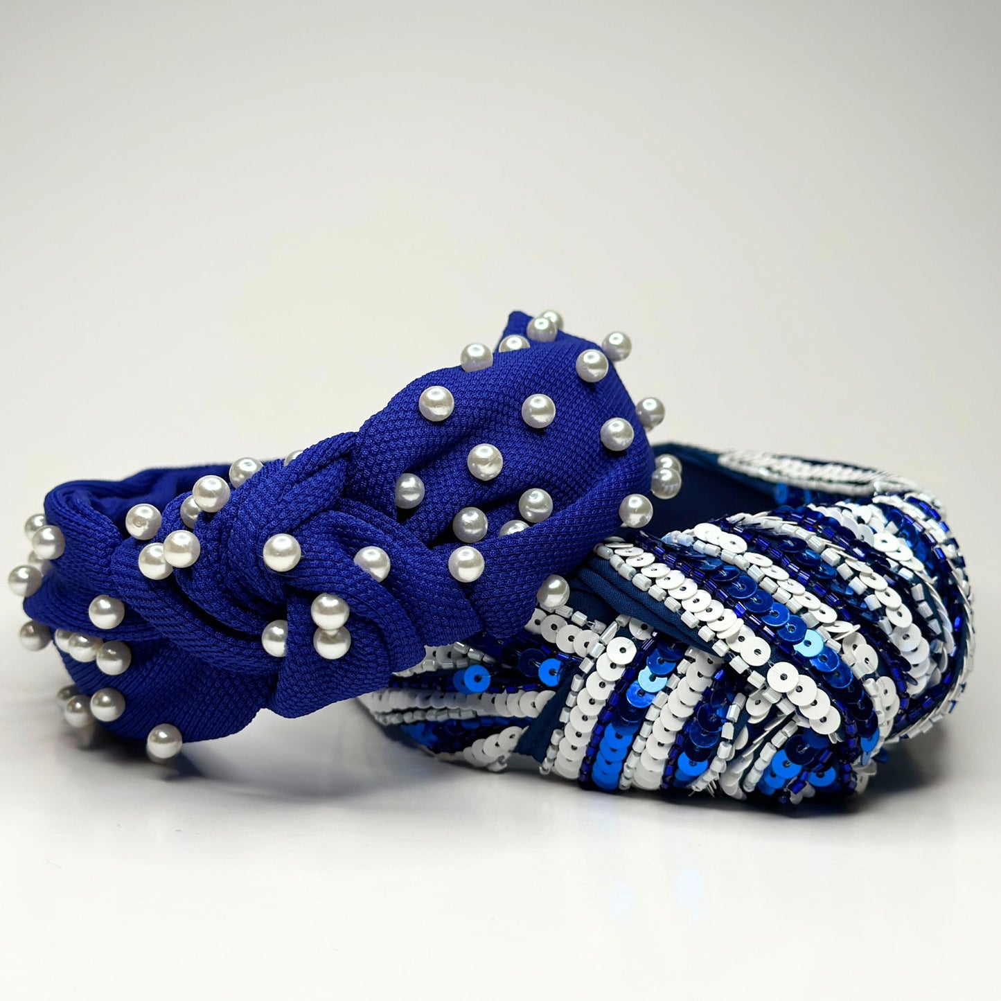 Blue & White Sequin Headband