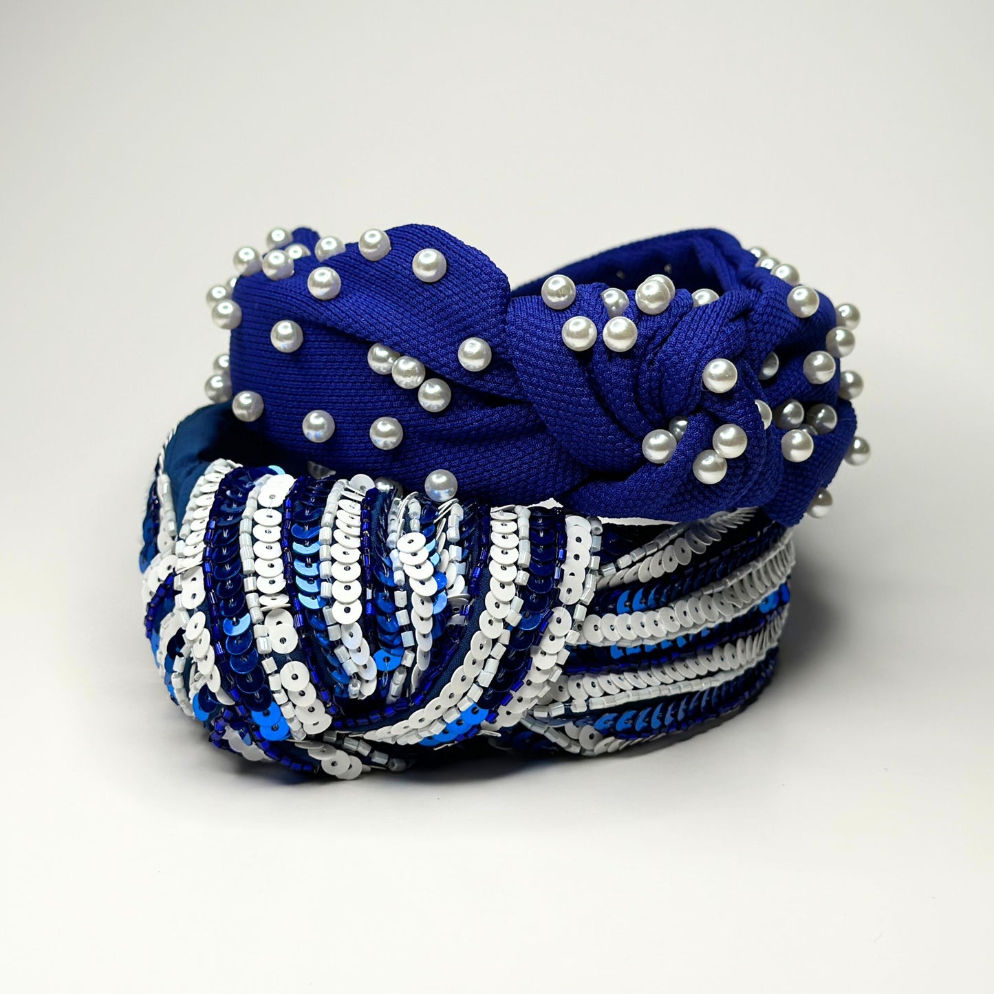 Blue & White Sequin Headband