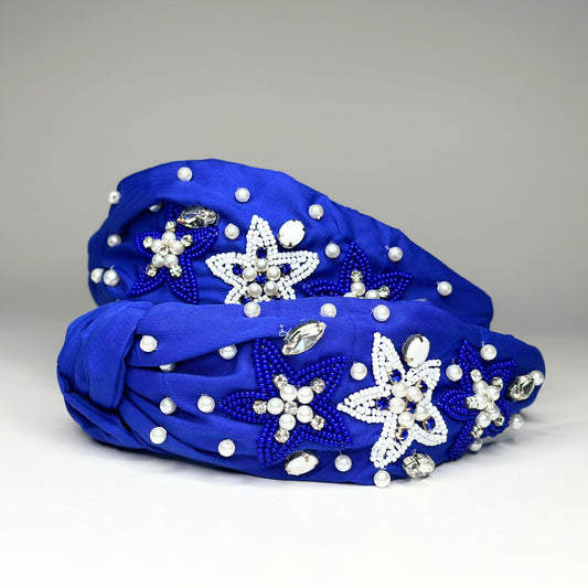 Blue & White Star Headband