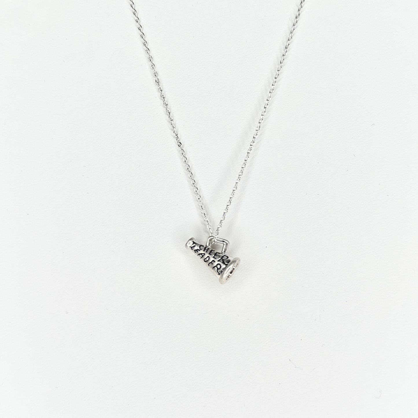 "CHEERLEADER" Megaphone Necklace - Silver