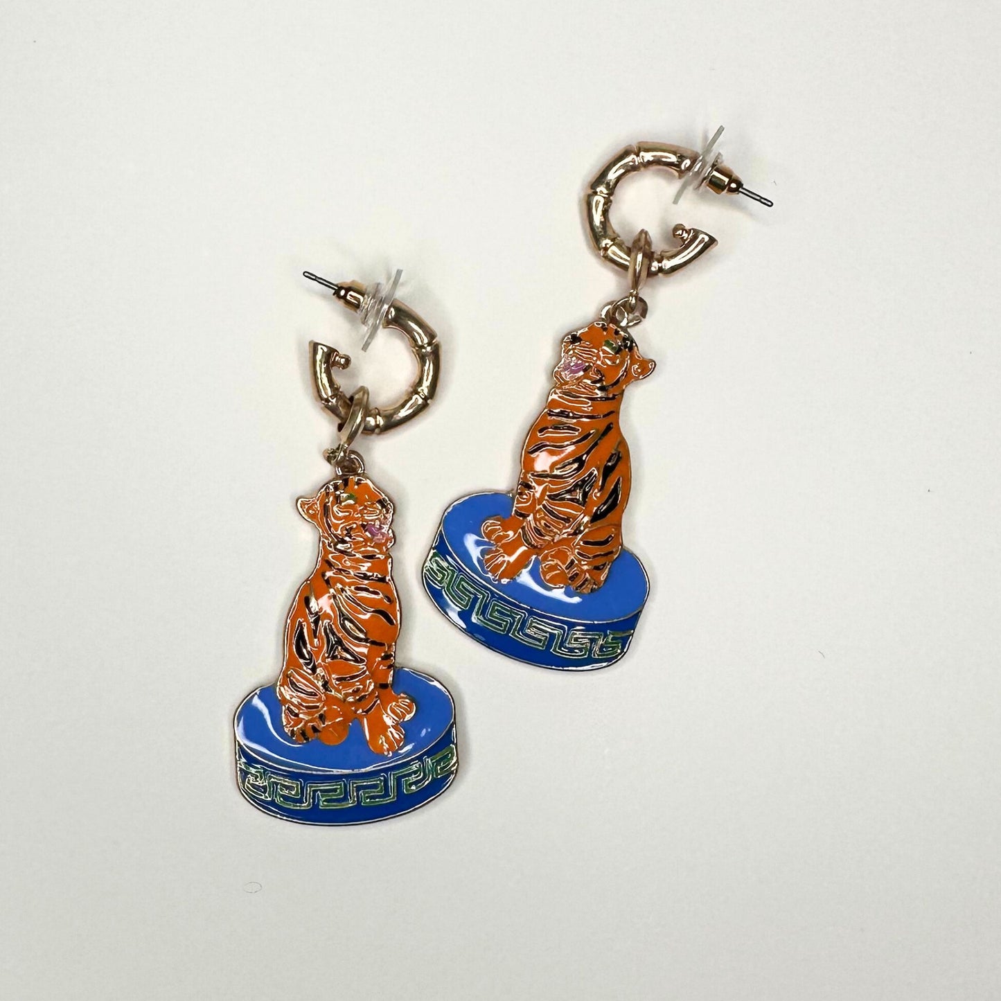 Chinoiserie Style Tiger Earrings