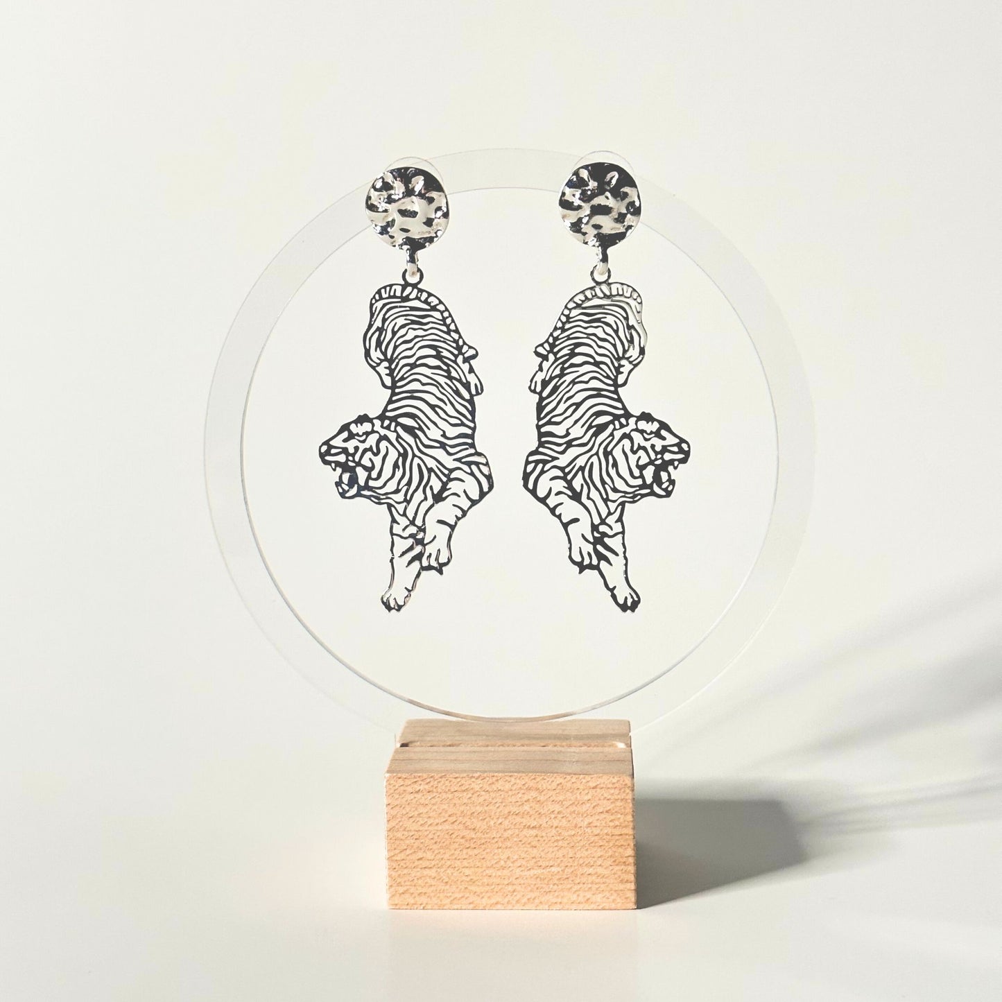 Silver Tiger Filigree Earrings