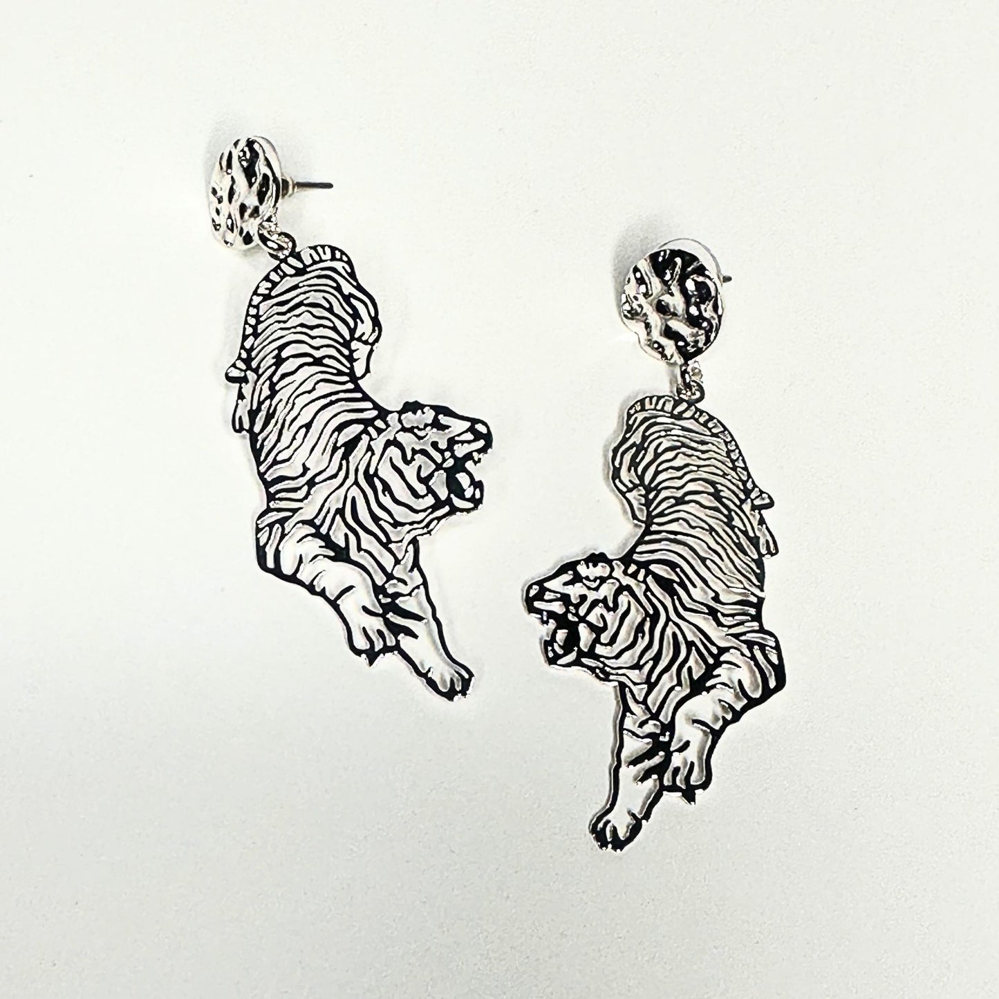 Silver Tiger Filigree Earrings