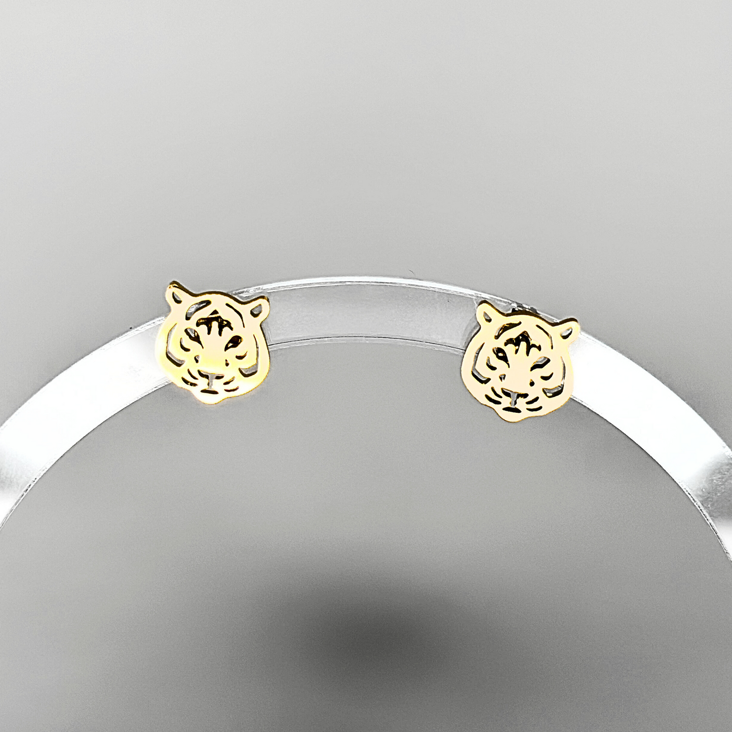 Gold Cutout Tiger Stud Earrings