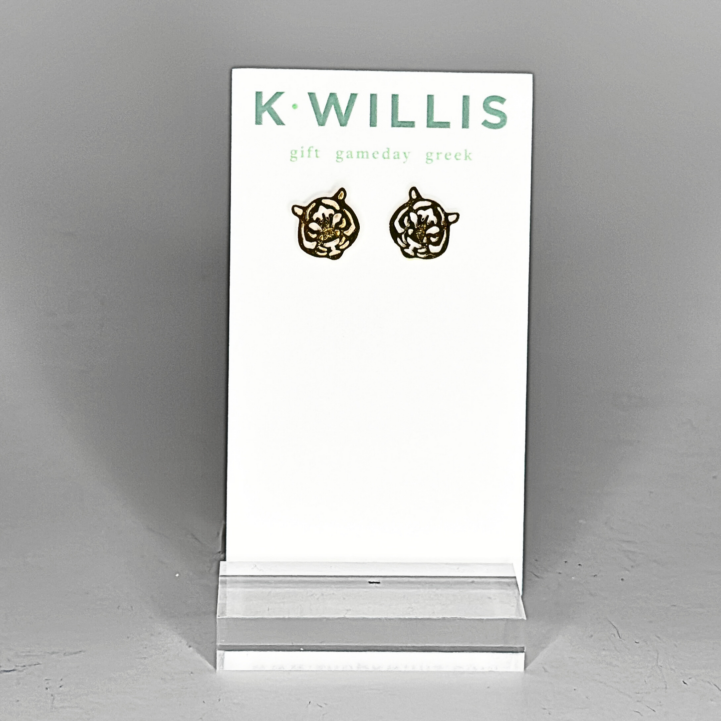 Gold Cutout Tiger Stud Earrings