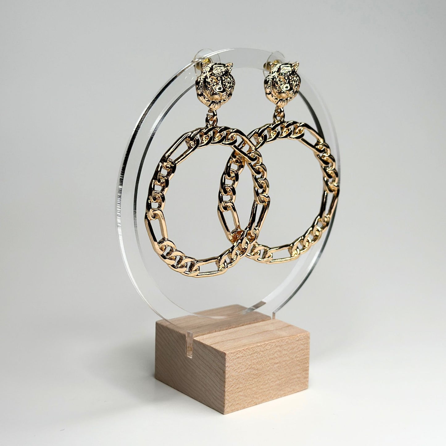 Gold Tiger Dangle Hoops