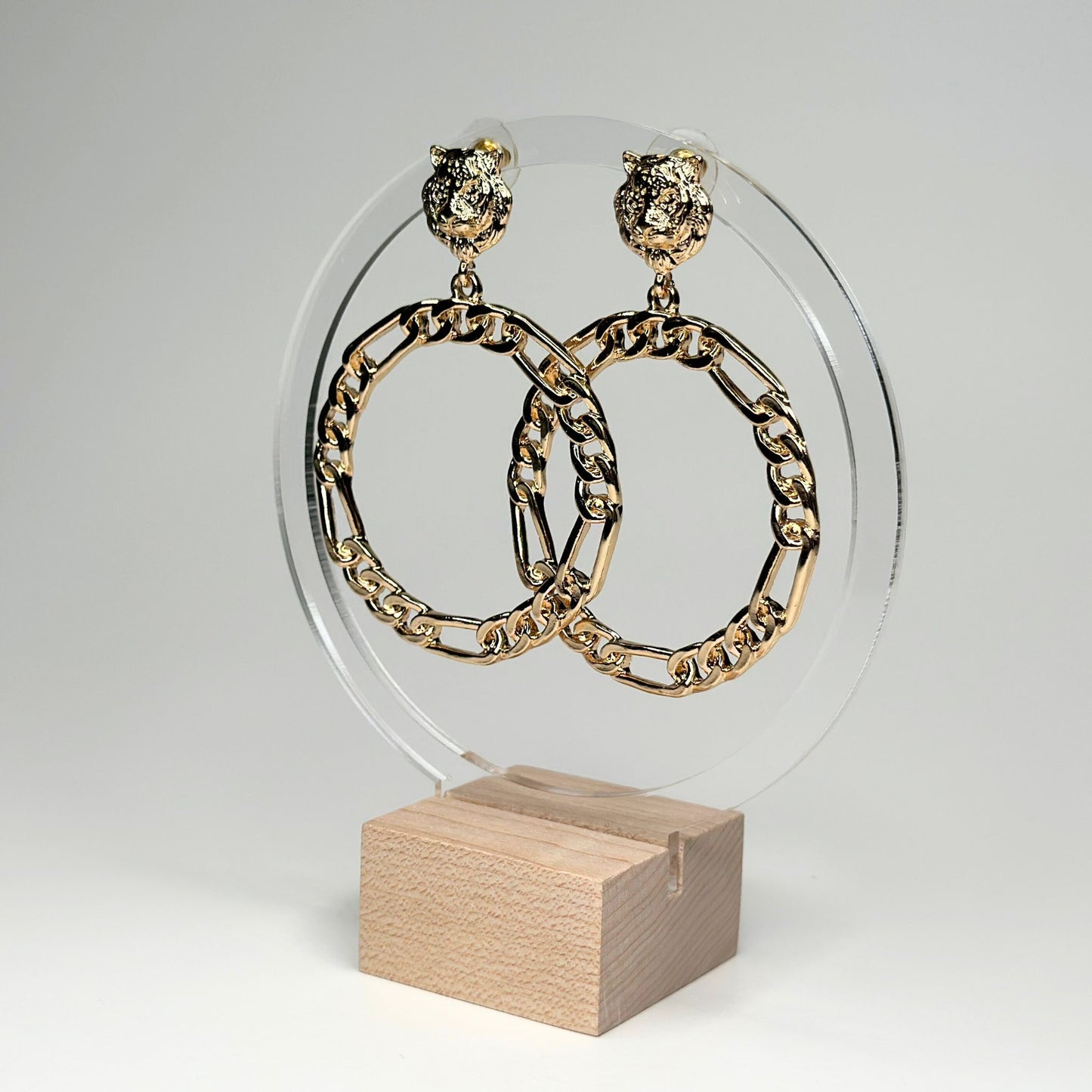 Gold Tiger Dangle Hoops