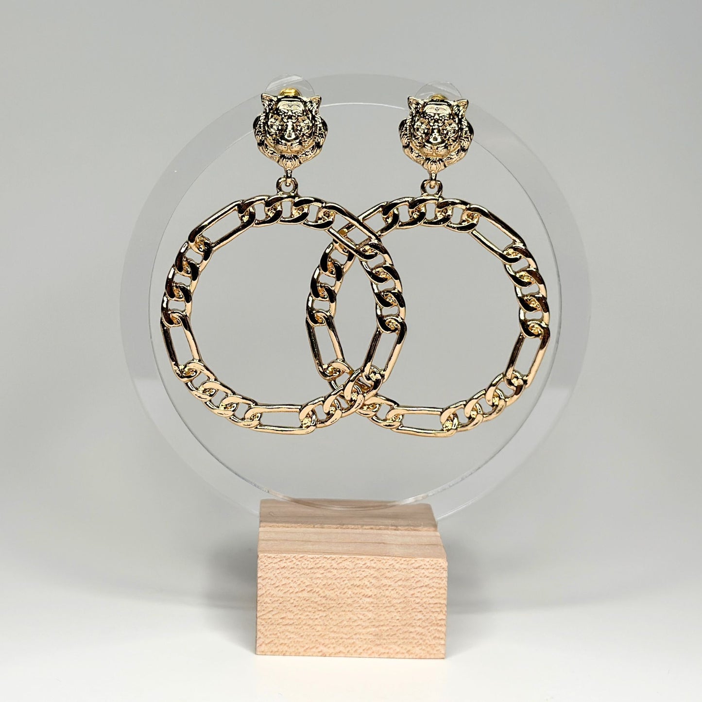 Gold Tiger Dangle Hoops