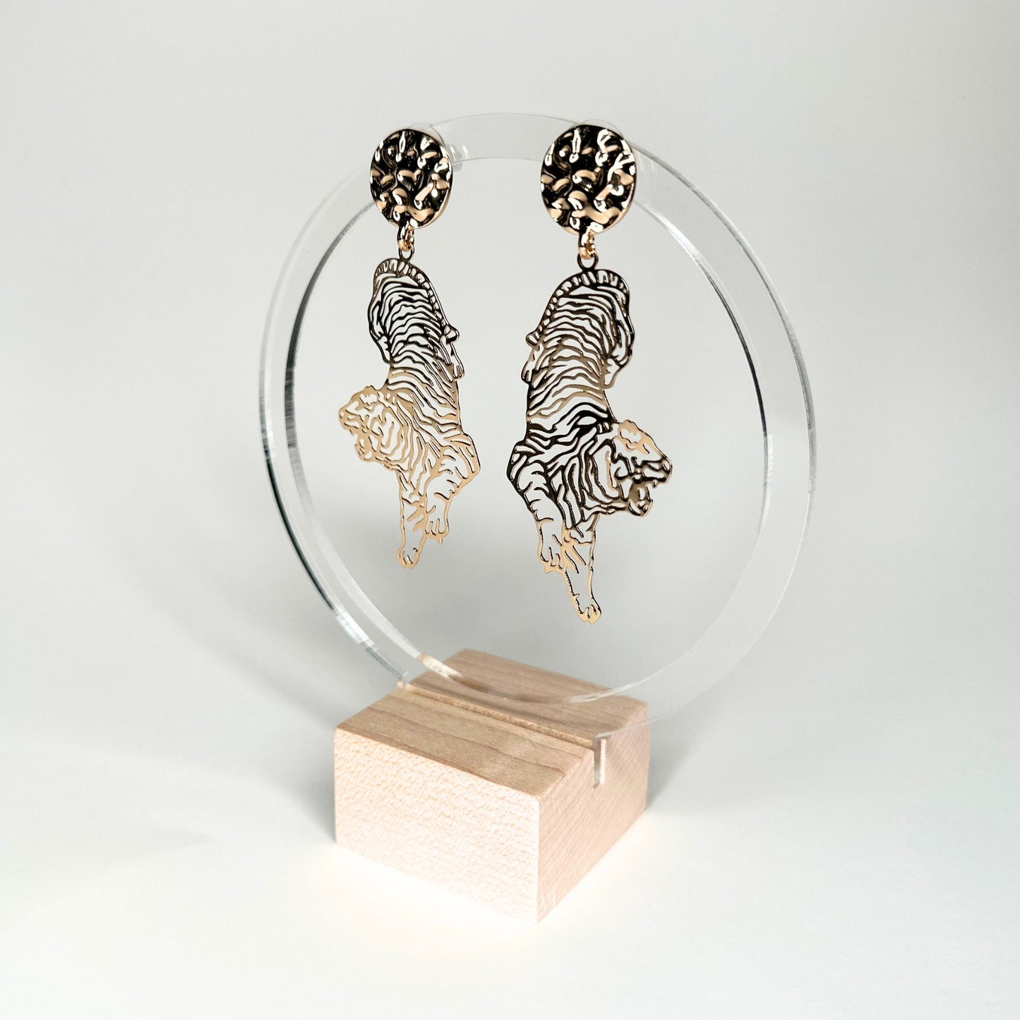 Gold Tiger Filigree Earrings