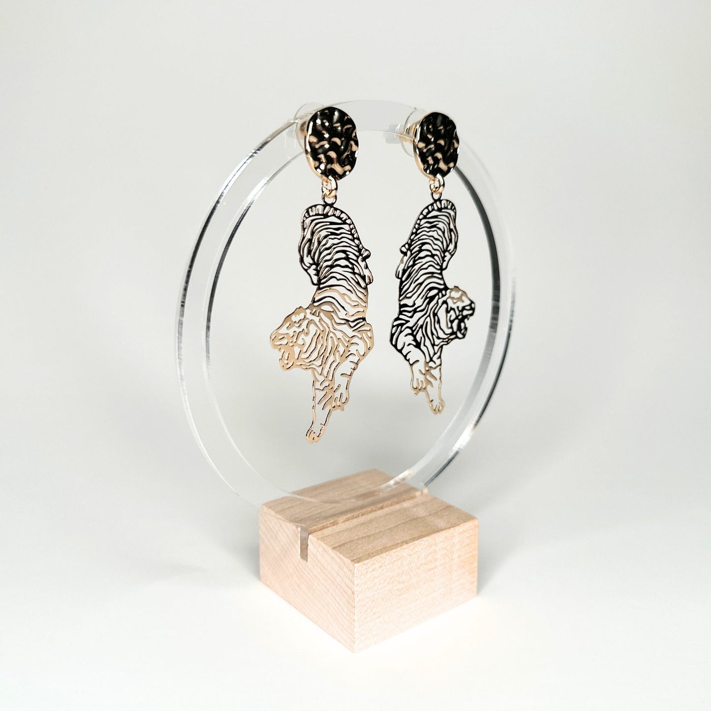 Gold Tiger Filigree Earrings