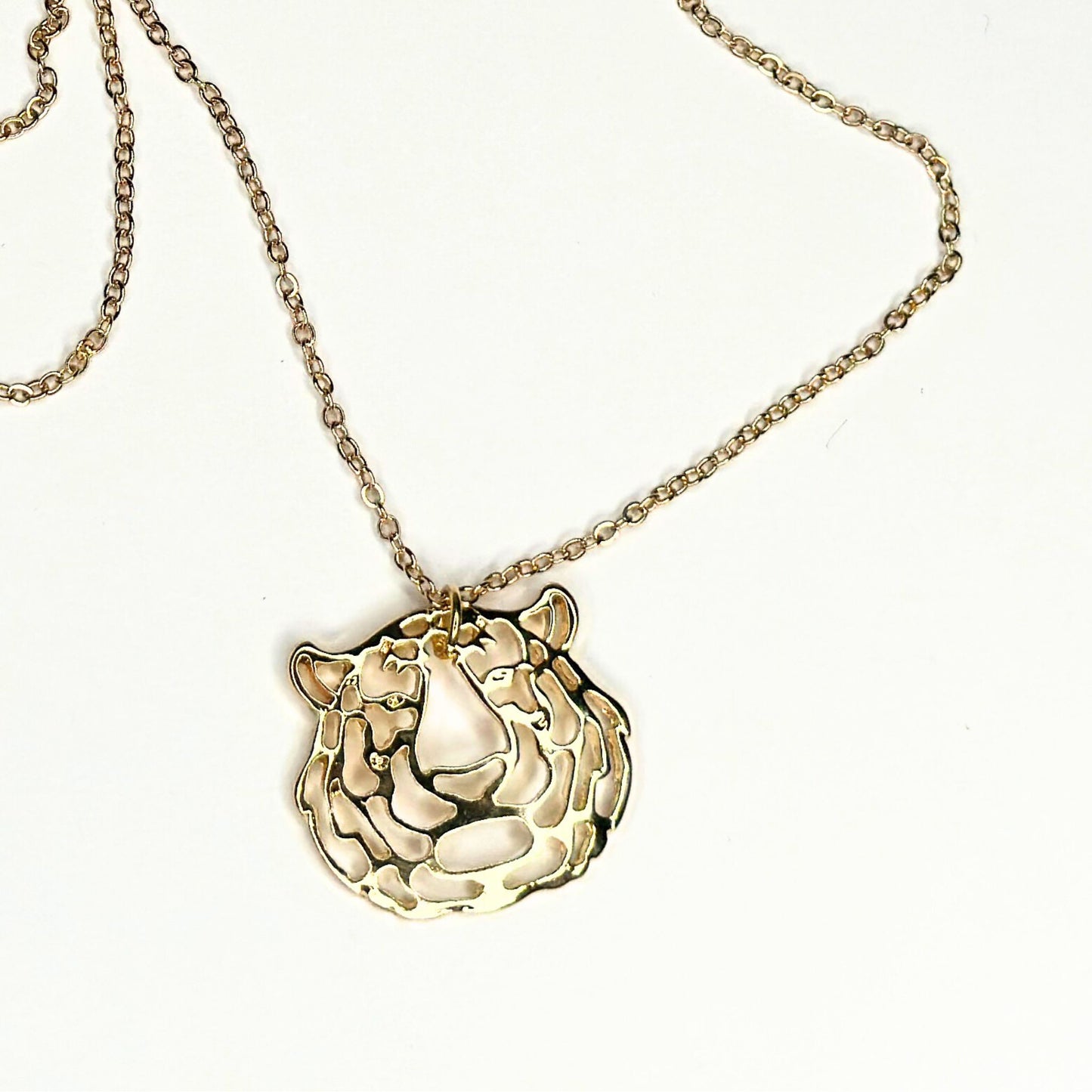 Gold Tiger Pendant Necklace