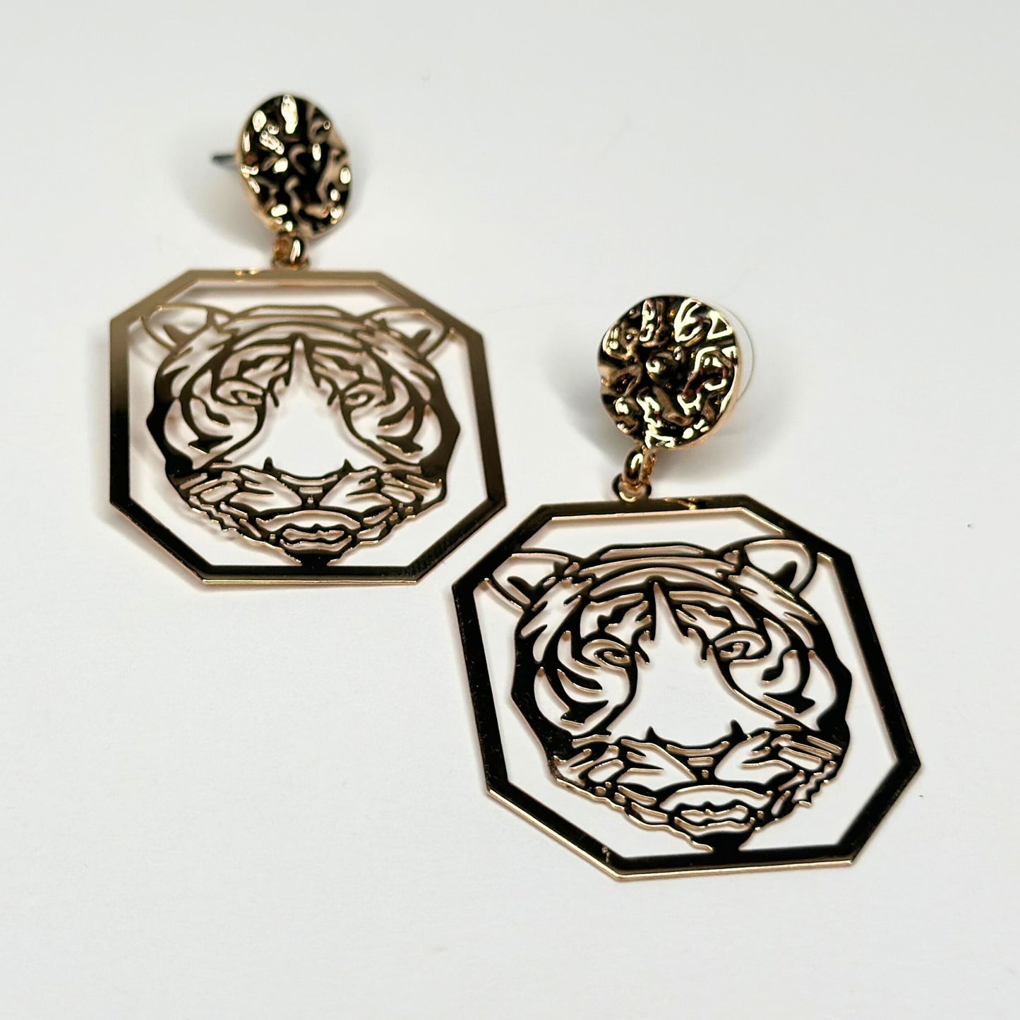 Golden Square Tiger Earrings