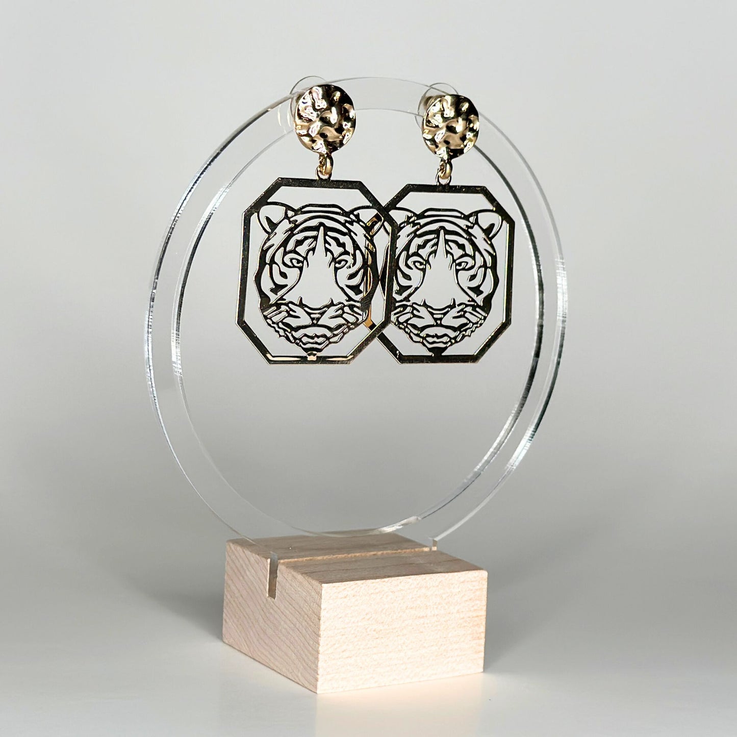 Golden Square Tiger Earrings