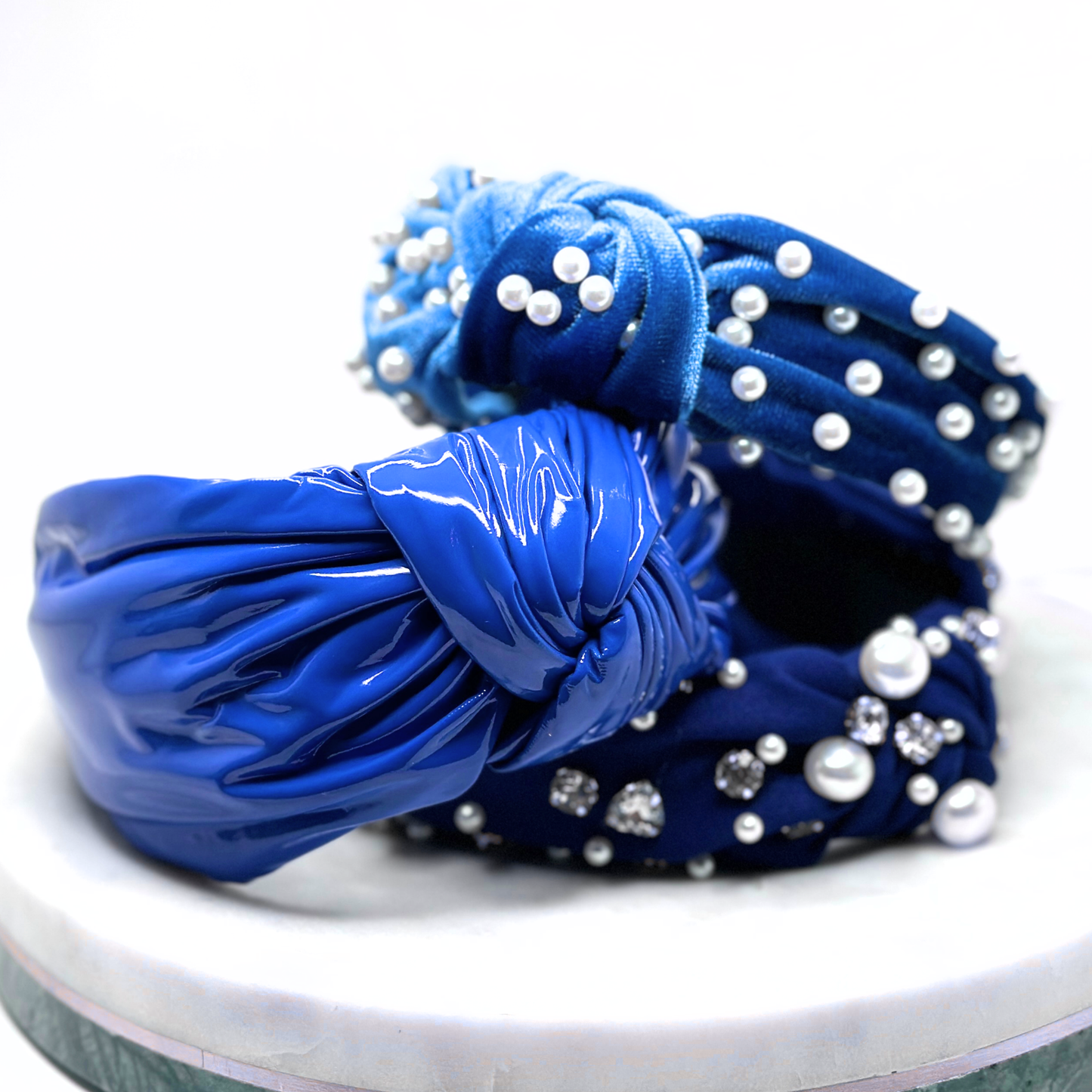 Royal Blue Faux Leather Headband