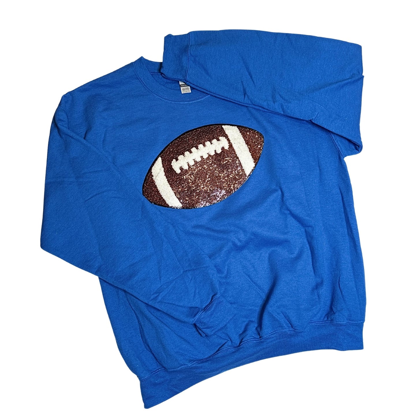 Sequin & Chenille Football Crewneck