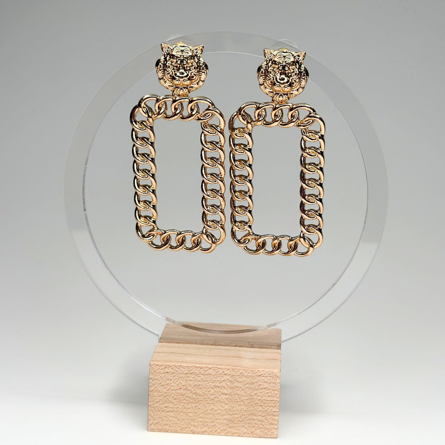 Tiger Square Chain Earrings