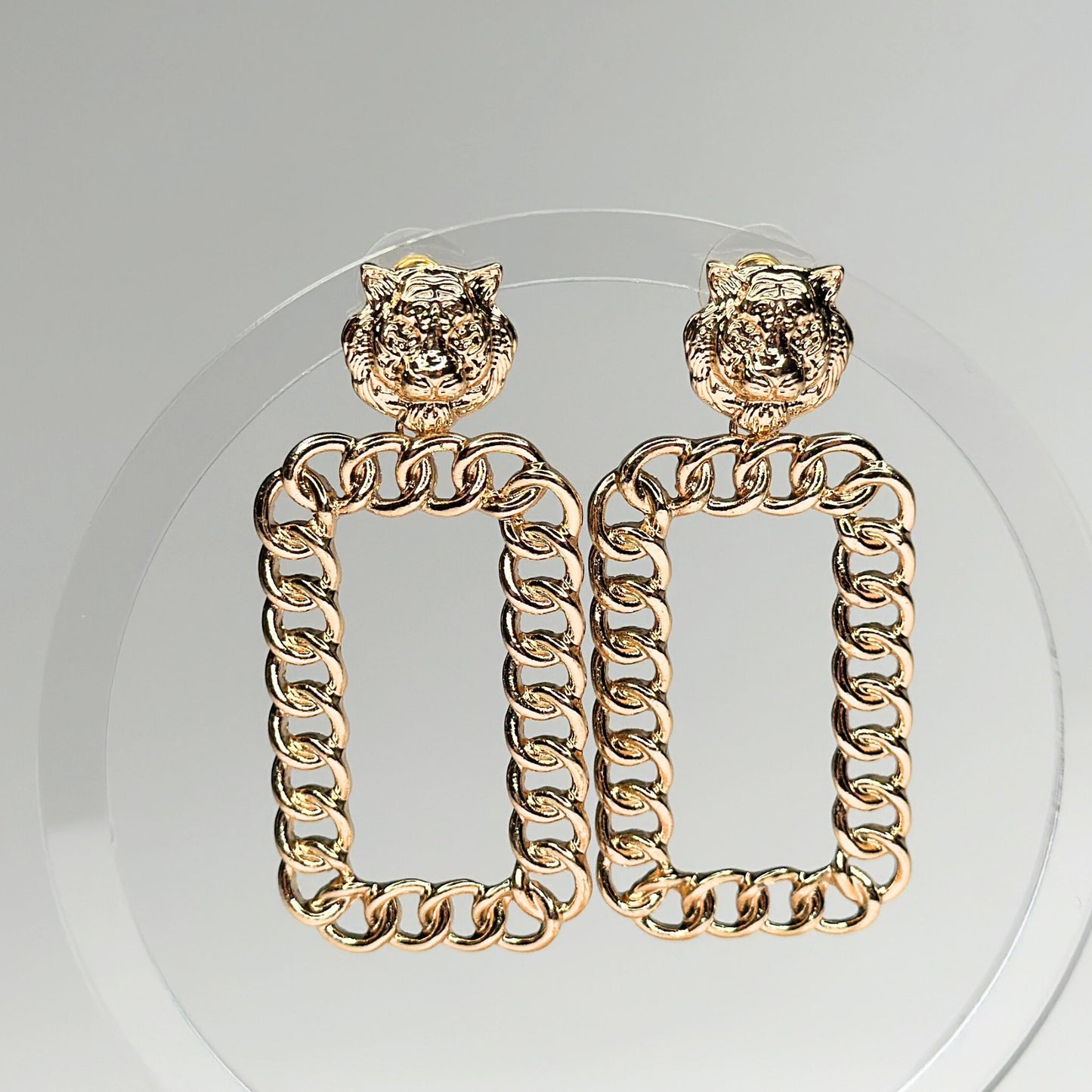 Tiger Square Chain Earrings