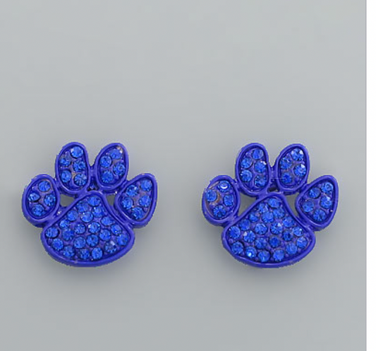 Blue Pave Tiger Paw Studs