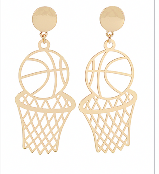 Gold Basketball Hoop Earrings