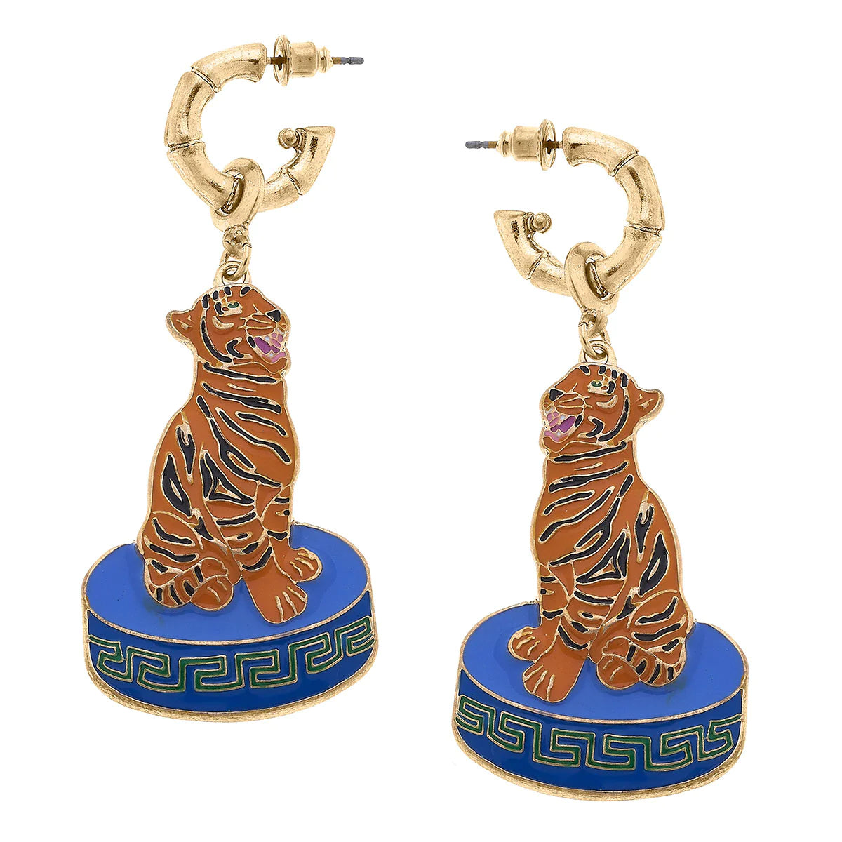 Chinoiserie Style Tiger Earrings