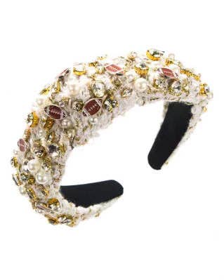 Tweed & Rhinestone Football Headband