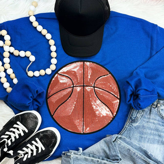 Sequin & Chenille Basketball Crewneck