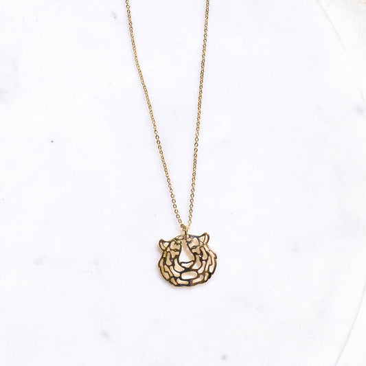 Gold Tiger Pendant Necklace